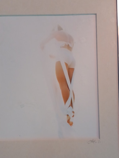 Limited edition photographic print depicting a minimalist female figure in soft peach and white tones