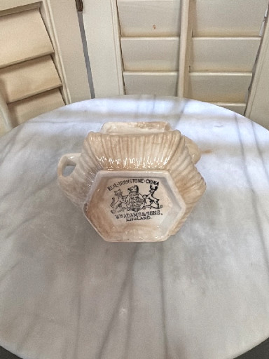 White ironstone China bowl with handles by William Adams & Sons, England.