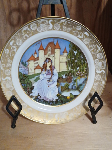 Porcelain collector's plate titled 'The Frog Prince' from Grimm's Fairy Tales series by Franklin Porcelain