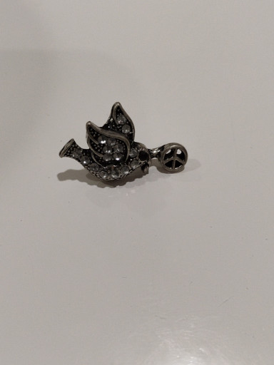 Black-plated sterling silver bird cartilage earring with marcasite stones