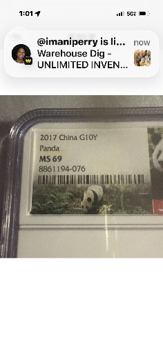 2017 Chinese gold 10 Yuan Panda coin, graded MS 69 by NGC
