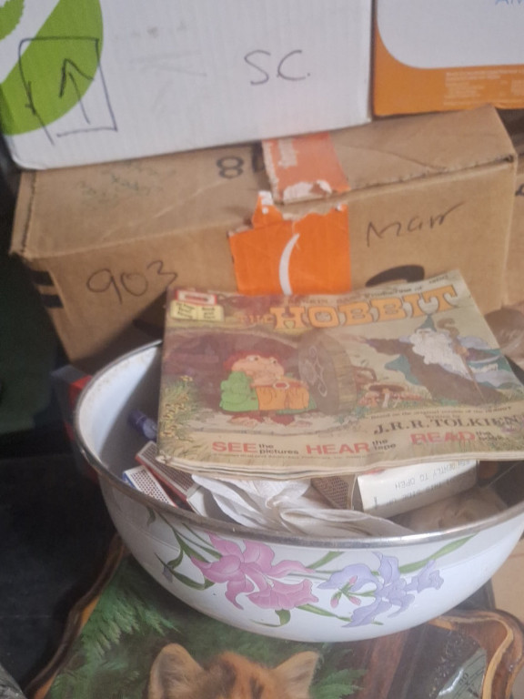 Vintage children's book titled 'The Hobbit' by J.R.R. Tolkien, read-along edition