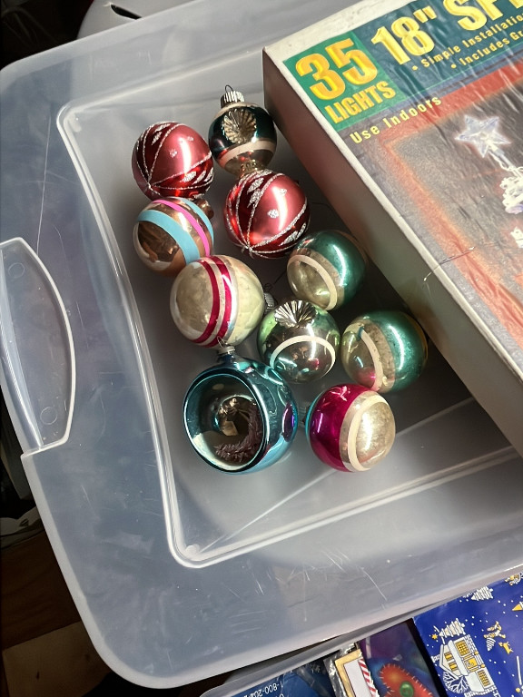 Vintage glass Christmas ornaments by Shiny Brite