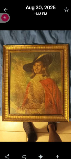 Oil graph (chromolithograph with oil paint overlay) titled 'Cavalier' by Samuel Marshall Frantz for Lord Calvert Canadian Whisky
