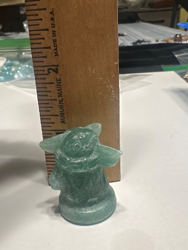 Green aventurine carved figurine of Grogu (Baby Yoda)