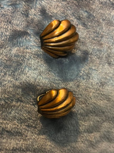 Pair of gilt metal shell-form screw-back earrings