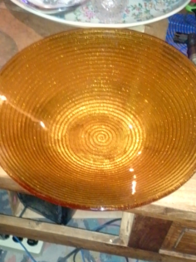 Amber glass serving bowl in the 'Soreno' pattern by Anchor Hocking