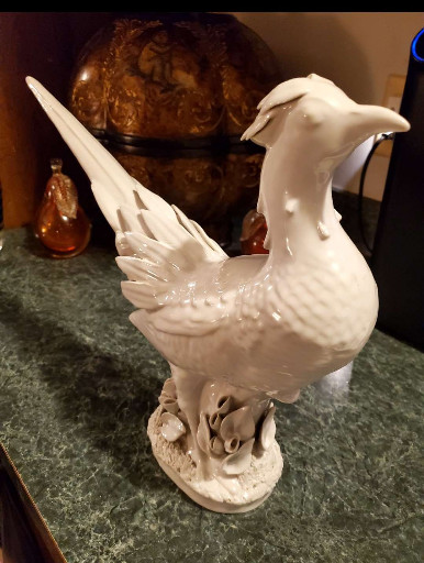 White porcelain pheasant figurine