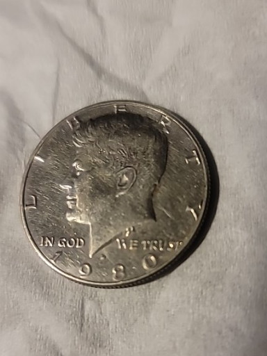 Copper-nickel clad Kennedy Half Dollar coin dated 1991