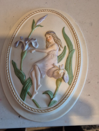 Porcelain wall plaque titled 'Flower Fairy' by Alexander Fine Porcelain
