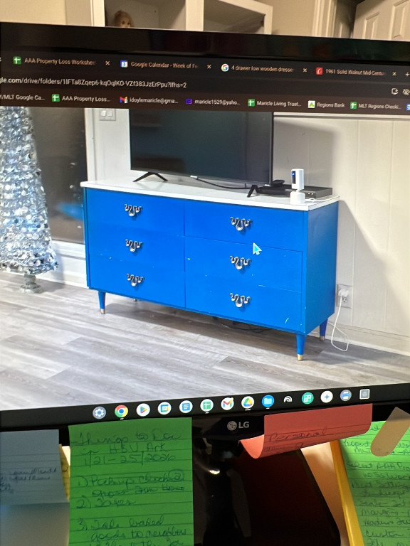 Mid-century modern blue lacquered six-drawer dresser by Paul McCobb