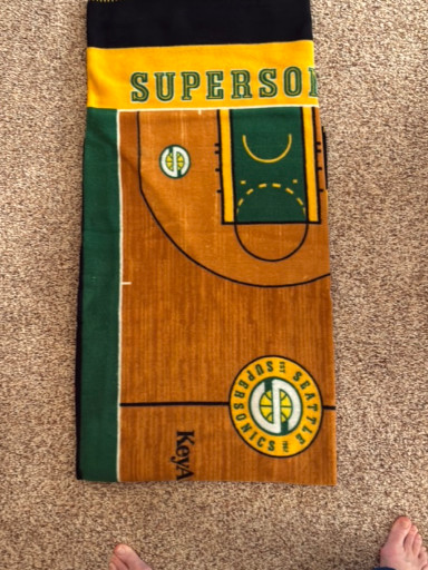 Vintage Seattle SuperSonics NBA basketball court beach towel