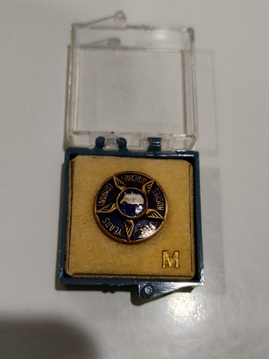 Hughes Aircraft Company 5-year service pin in 10K gold with enamel
