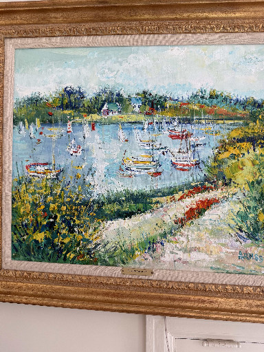 Oil painting titled 'Port de Plaisance' by Yolande Ardissone