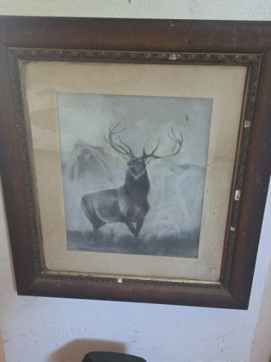 Framed print titled 'Monarch of the Glen' after Sir Edwin Landseer