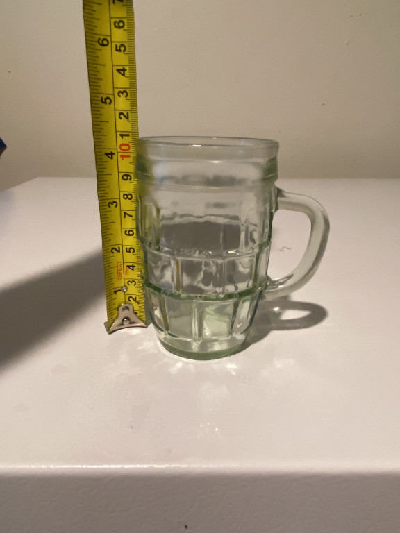 Glass barrel-style mug in light green by Anchor Hocking