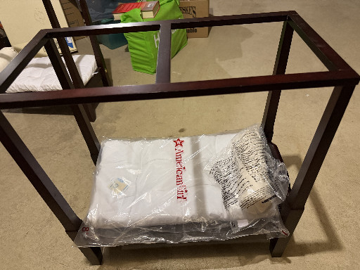 American Girl doll wooden canopy bed frame