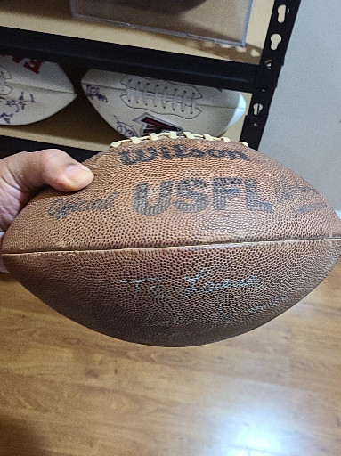 Leather official USFL game football by Wilson, circa 1983