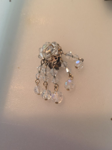 Silver-tone clip-on earrings with faceted AB crystal beads