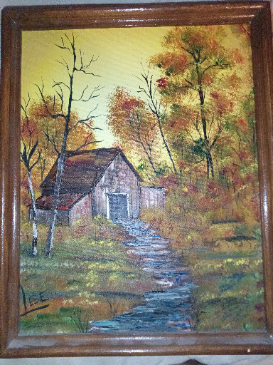Oil painting on canvas titled 'Old Weathered Barn' by Lee