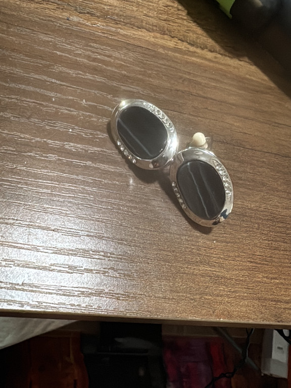 Sterling silver cufflinks with black onyx or hematite inlay