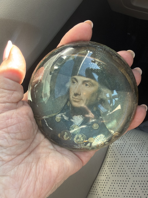 Glass dome paperweight with portrait miniature of Napoleon Bonaparte