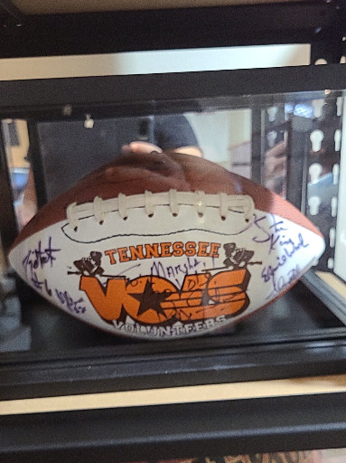 Autographed leather football commemorating Tennessee Volunteers 1998 National Championship