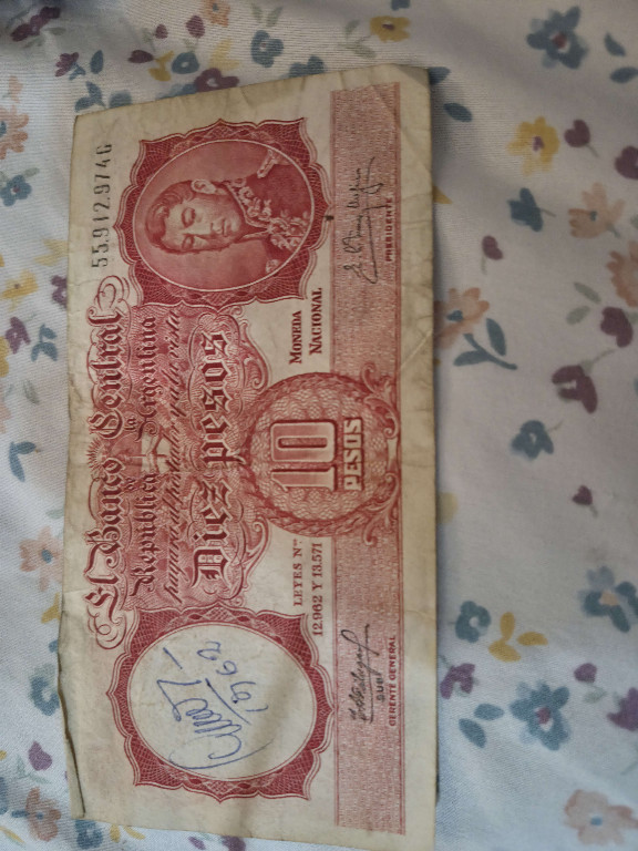 Argentine 10 Pesos banknote from 1962