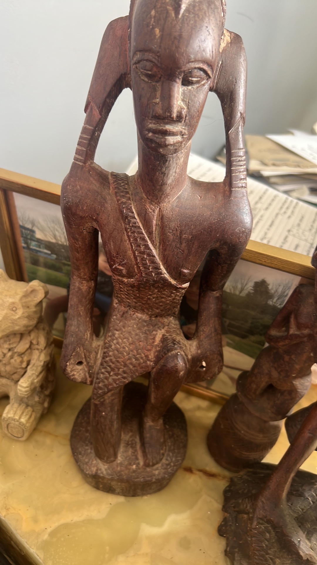 Wooden sculpture of a Luba female figure from Democratic Republic of Congo