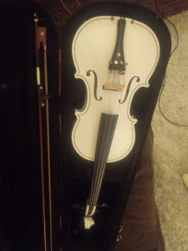 Full-size 4/4 white violin with bow and case