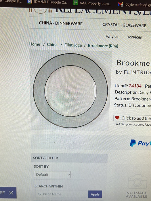 Porcelain dinner plate in 'Brookmere' pattern by Flintridge