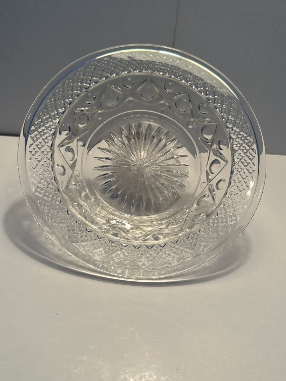 Clear pressed glass shallow bowl from the Cape Cod pattern by Imperial Glass-Ohio