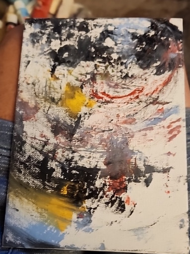 Abstract expressionist oil painting on canvas