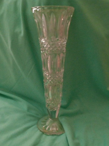 Pair of Cut lead crystal bud vase with floral and geometric pattern