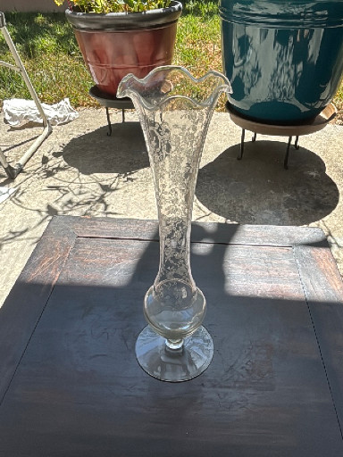 Pressed glass vase in the 'First Love' pattern by Duncan and Miller