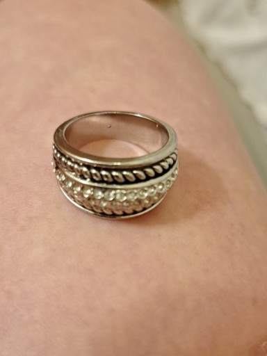 Sterling silver ring with cubic zirconia stones in a multi-band design