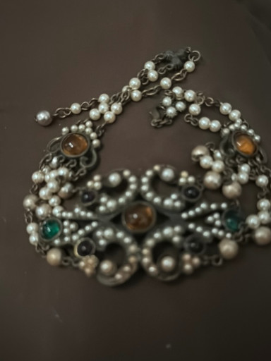 Austro-Hungarian silver bracelet with pearls, citrine, and enamel accents