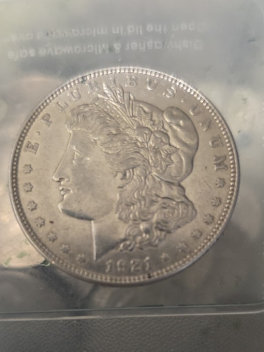 Silver coin 'Morgan Silver Dollar' minted by the United States Mint