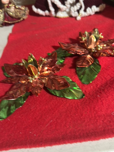 Metal poinsettia taper candle holder by Department 56