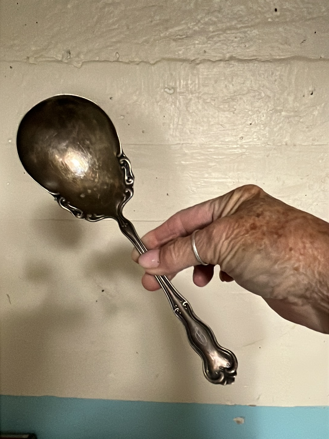 Silver-plated serving spoon by Wm Rogers