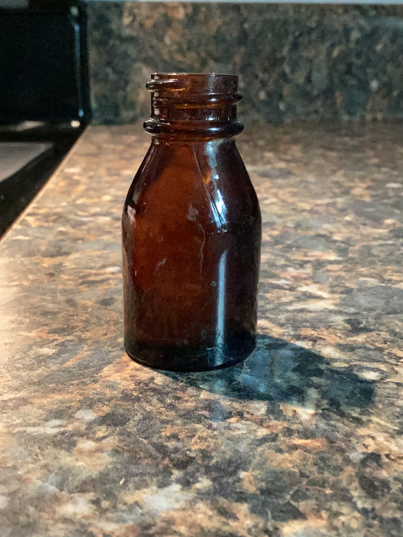 Amber glass Vicks medicine bottle