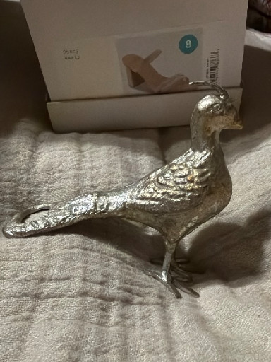 Silver-plated pheasant figurine