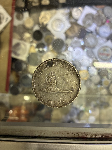 Silver dollar coin titled 'Canadian Centennial Dollar' featuring a Canada Goose, issued by the Royal Canadian Mint