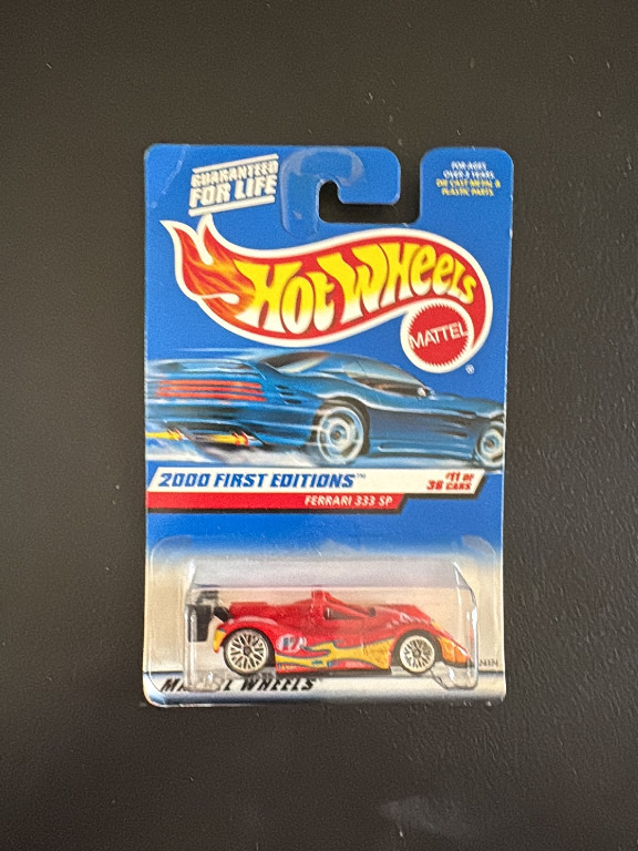 Die-cast metal toy car 'Ferrari 333 SP' by Mattel Hot Wheels