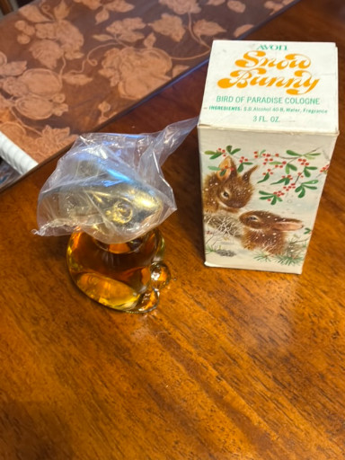 Avon 'Fuzzy Bunny' Sweet Honesty cologne bottle in original packaging