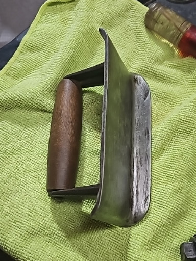 Vintage masonry edger tool with wooden handle