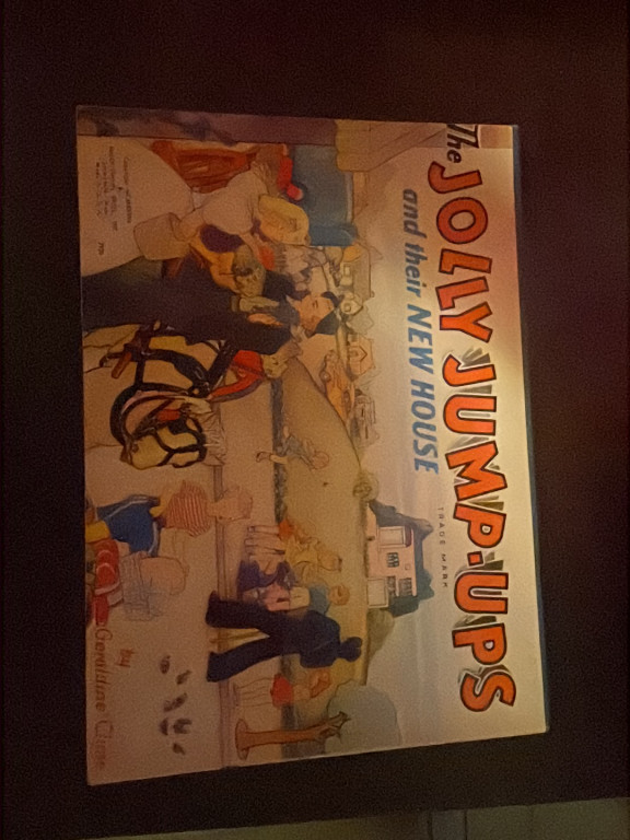 Children's pop-up book titled 'The Jolly Jump-Ups and their New House' by Geraldine Clyne