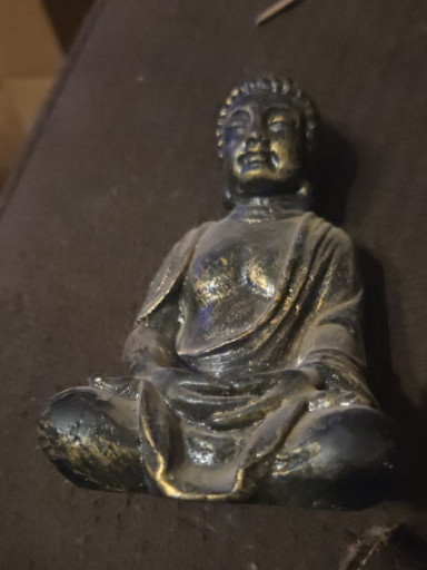 Bronze seated Buddha figurine in meditation pose