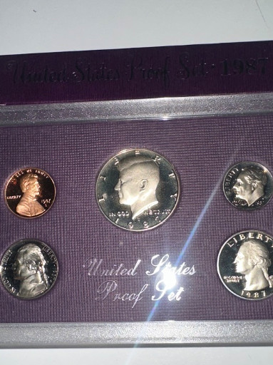 United States Mint 1981 Proof Set containing five coins: Lincoln cent, Jefferson nickel, Roosevelt dime, Washington quarter, and Kennedy half dollar