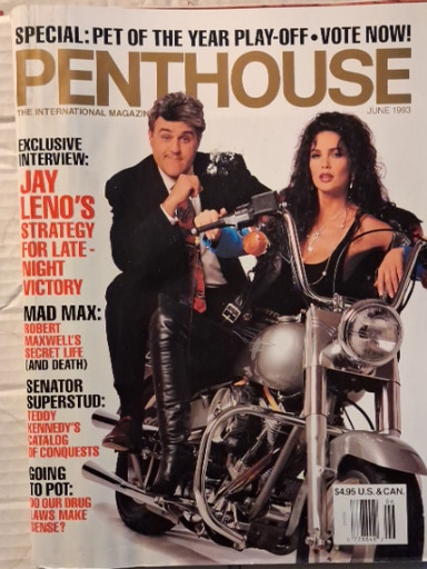 Penthouse magazine, June 1993 issue featuring Jay Leno and motorcycle cover